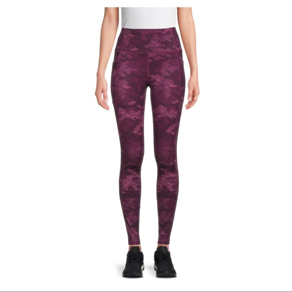 AVIA Women Active Core Performance Purple Oxford Camo Side Pocket Legging Medium